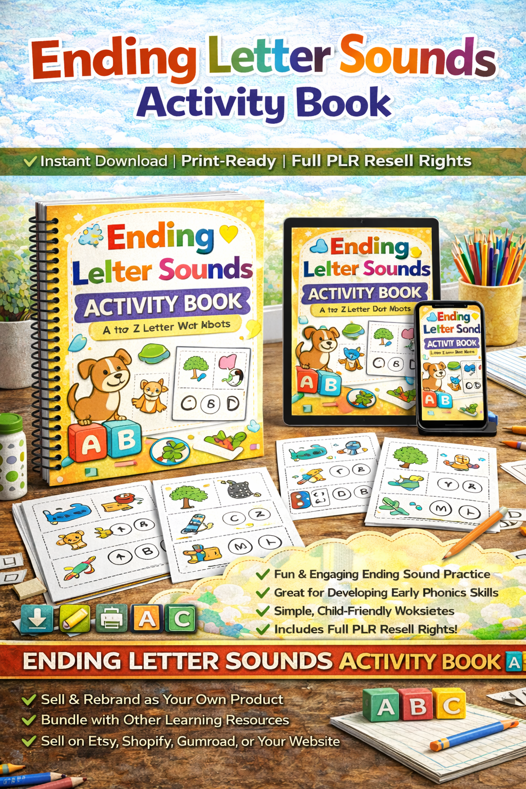 Ending Letter Sounds Activity Book