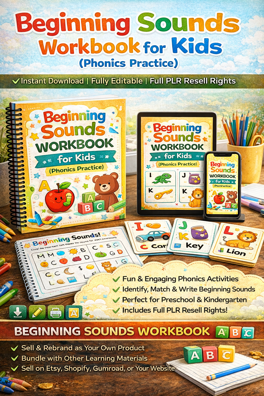 Beginning Sounds Workbook for Kids