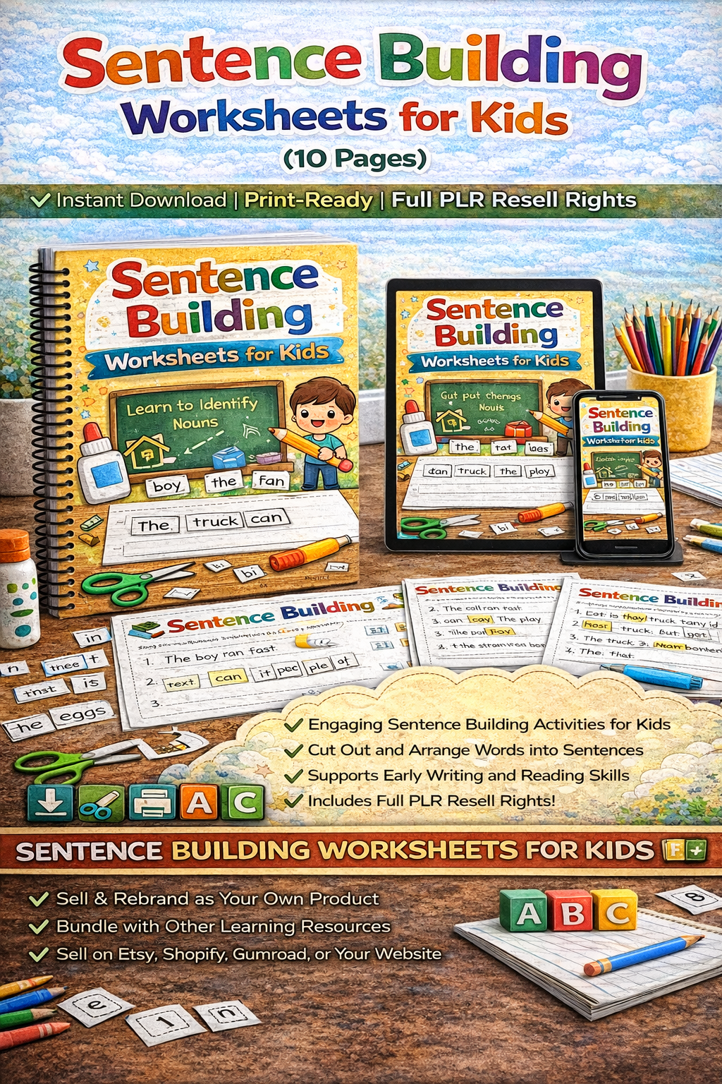 Sentence Building Worksheets for Kids