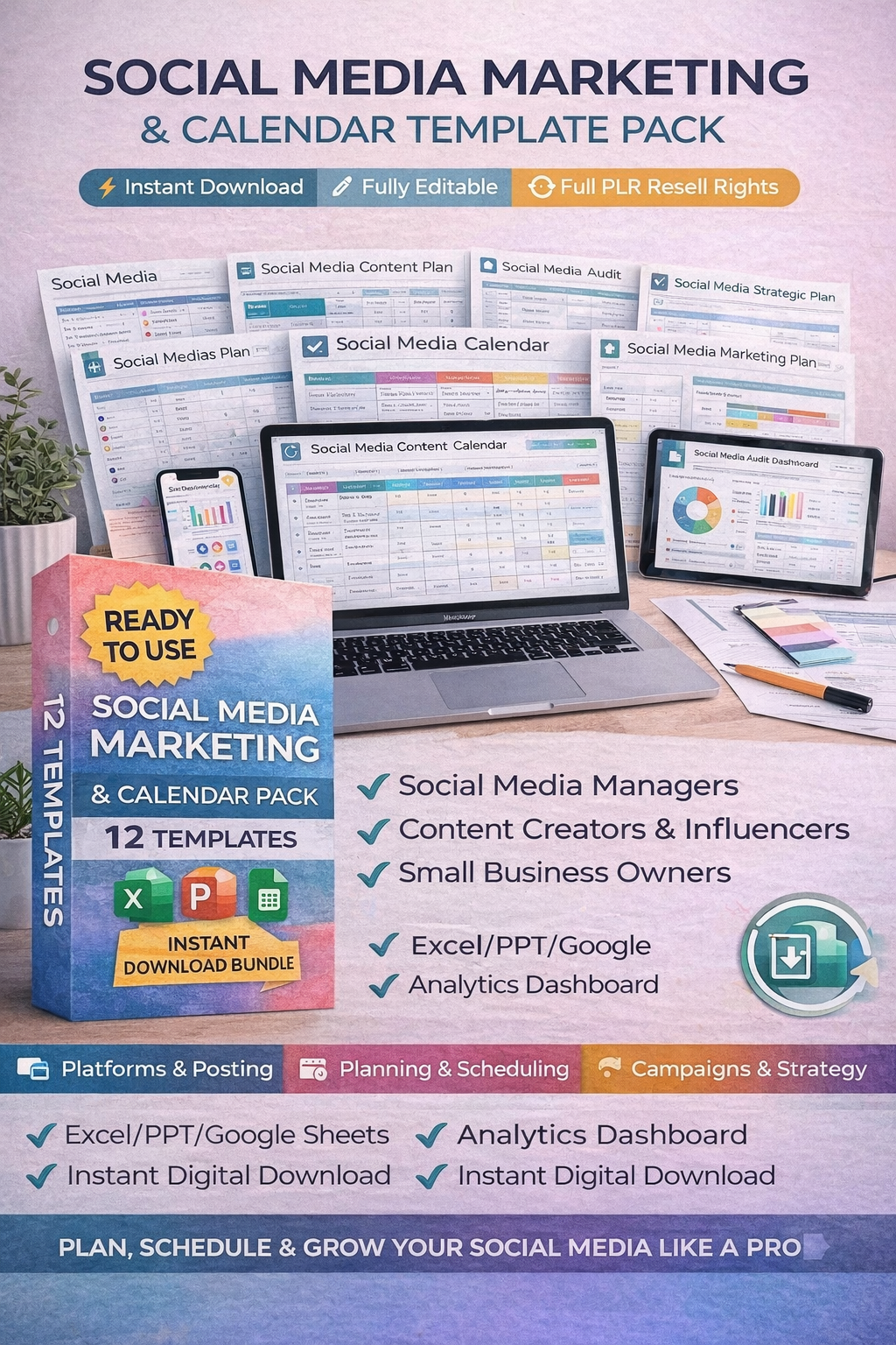 Social Media Marketing Spreadsheet Templates (PLR)