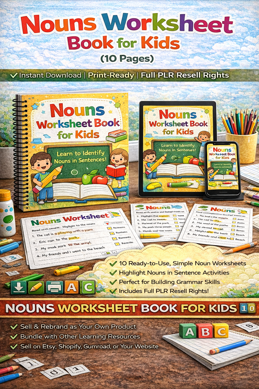 Nouns Worksheet Book for Kids